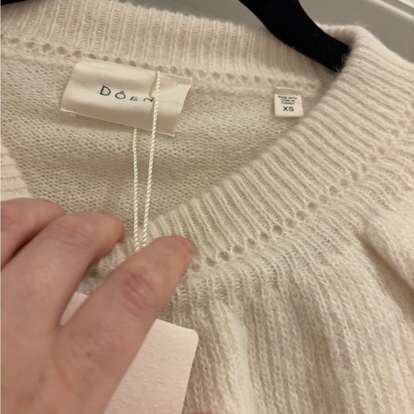 Doen Azaria sweater Ivory Cream baby  Alpalca   Wool Ruffle Collar XS NEW NWT - Picture 4 of 8